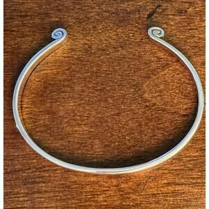 Retired James Avery Sterling Silver Greek Scroll Cuff Bangle Bracelet